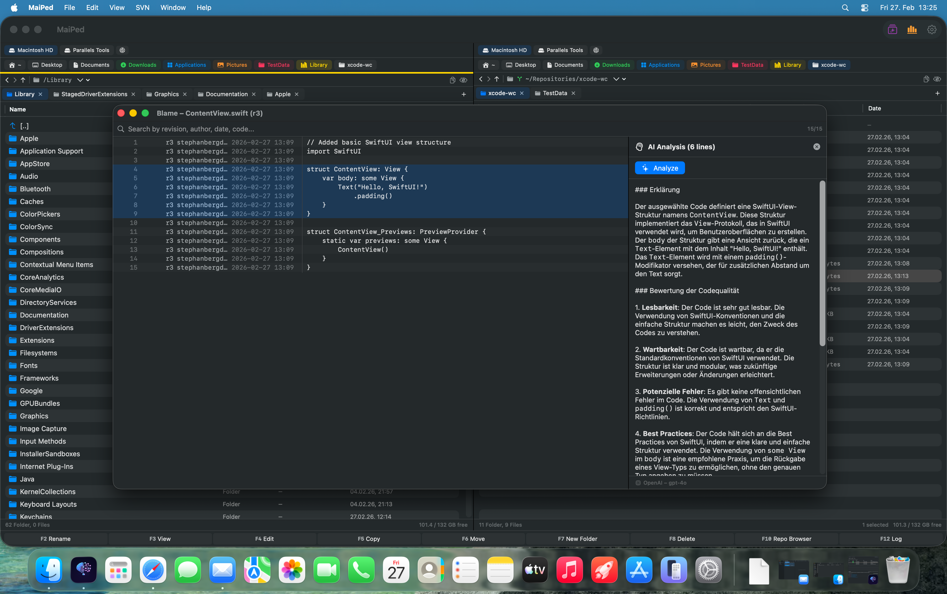 MaiPed Blame View with AI
